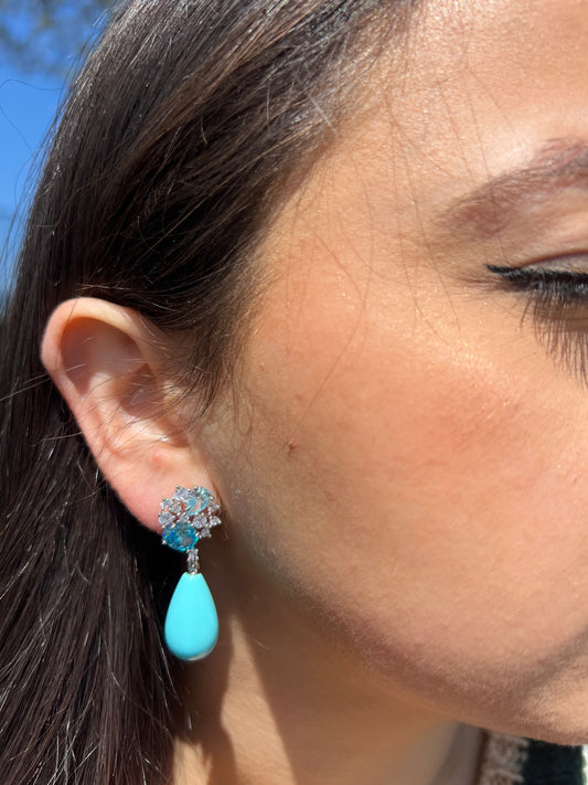 Blue Topaz c Turquoise Earrings