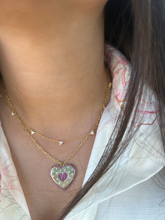 Burst of Pink Heart Necklace