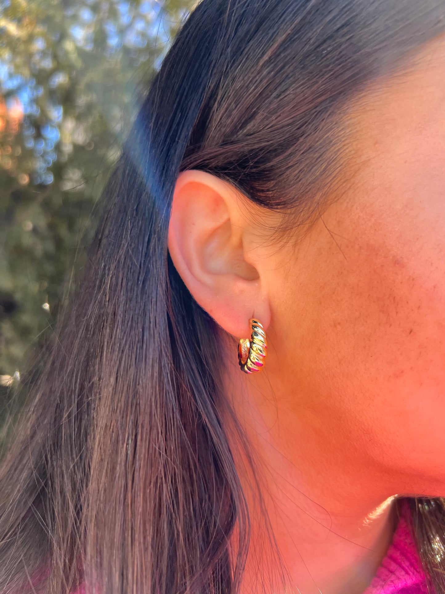 Chunk Twist Gold Hoop Earrings