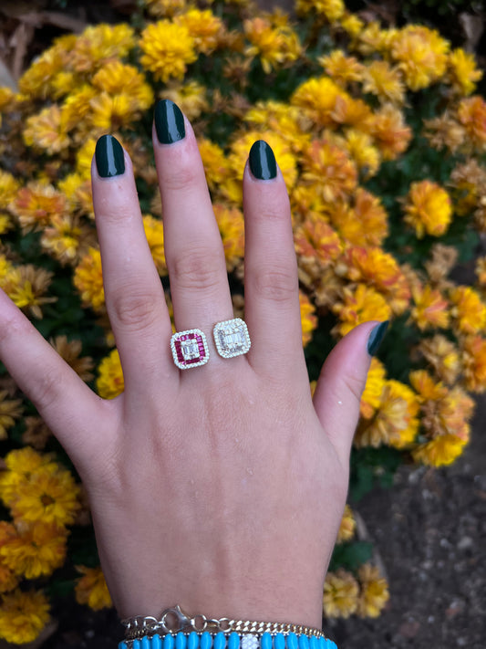 Pink Double Squared Ring