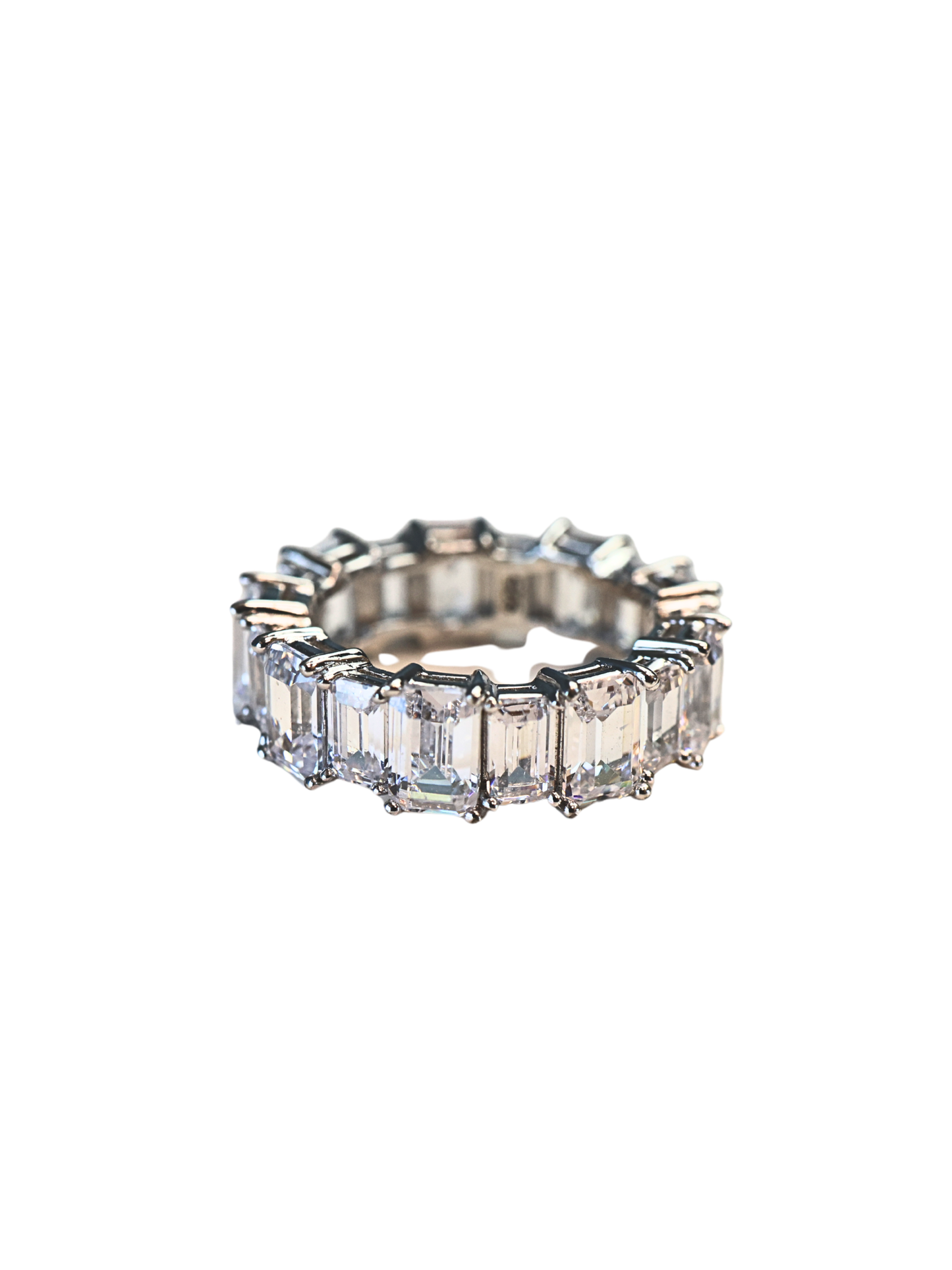 Emerald Cut Shimmering Eternity Band