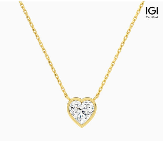 14KT Lab Diamond Bezel Necklace