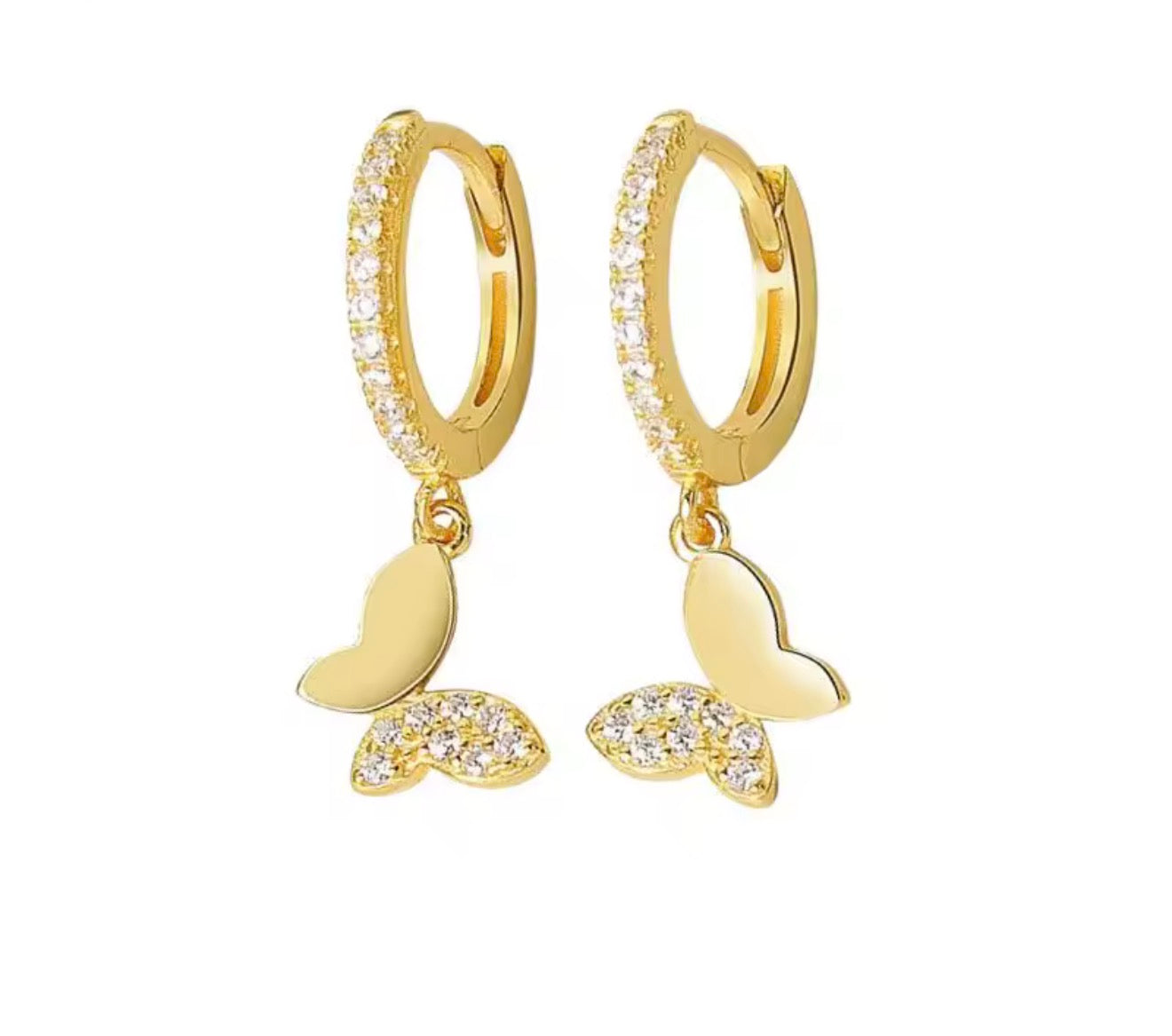 Slanted Butterfly Huggie Earrings