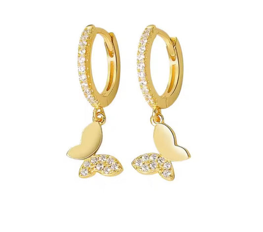 Slanted Butterfly Huggie Earrings