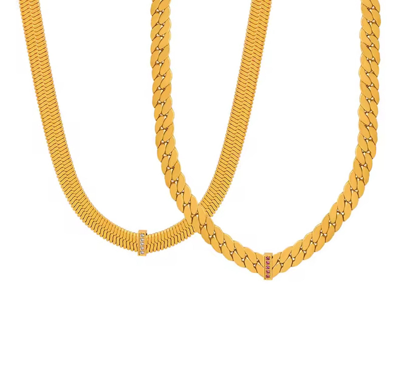 Herringbone X CZ Necklace