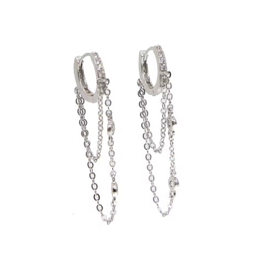 Double bezel chain earring