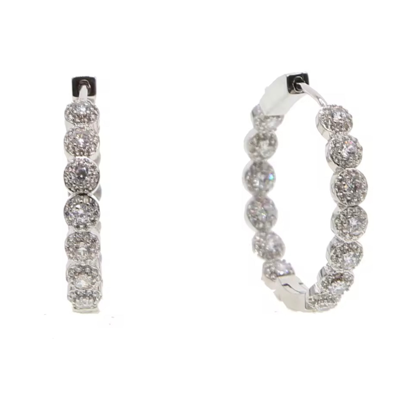 Rounded Haylo Silver Hoop Earrings