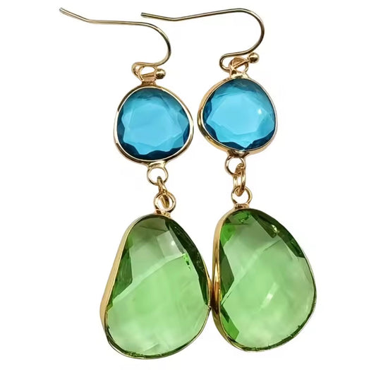 Golden Touch Blue / Green Earrings