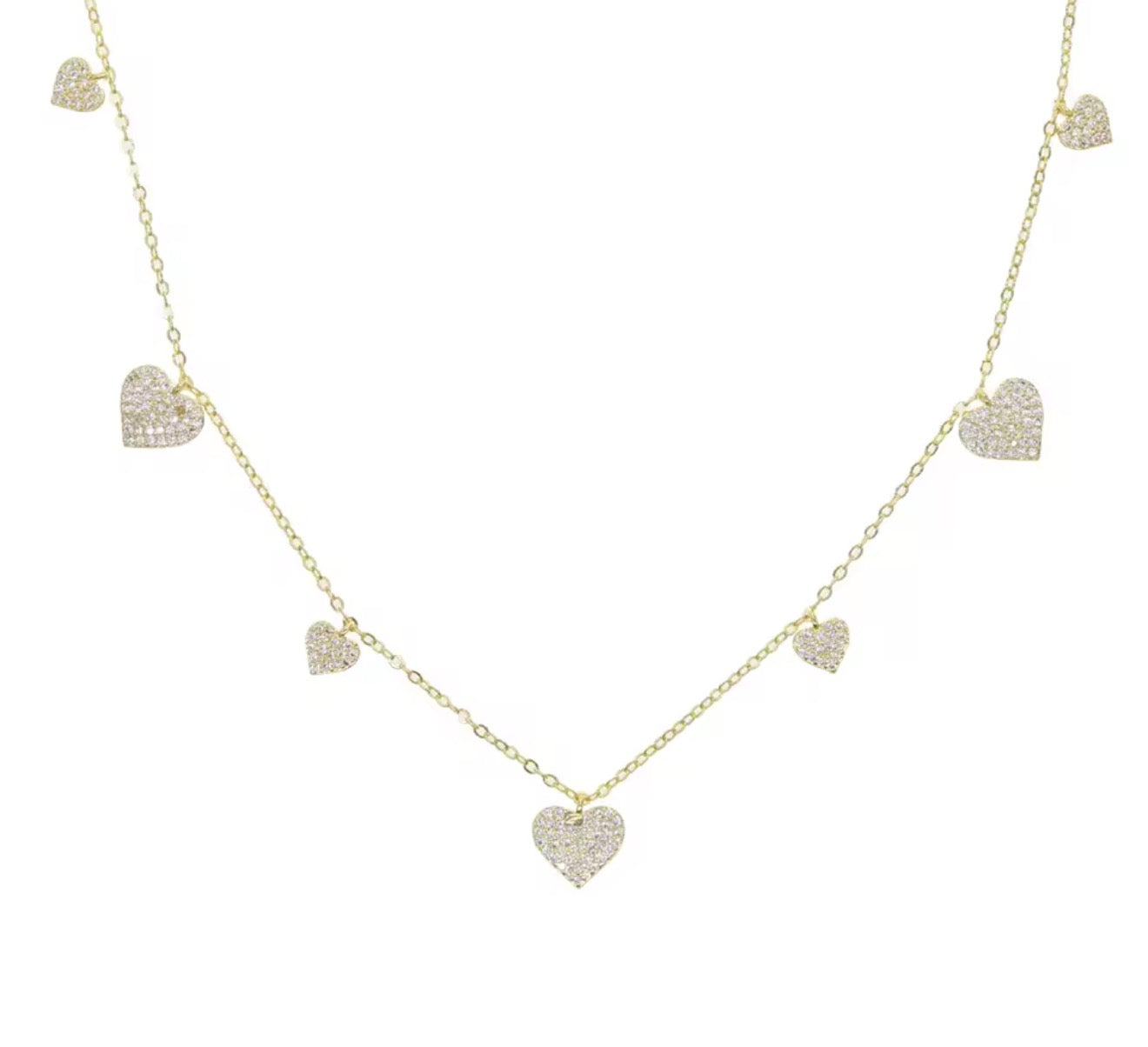 Hanging Hearts X CZ Necklace