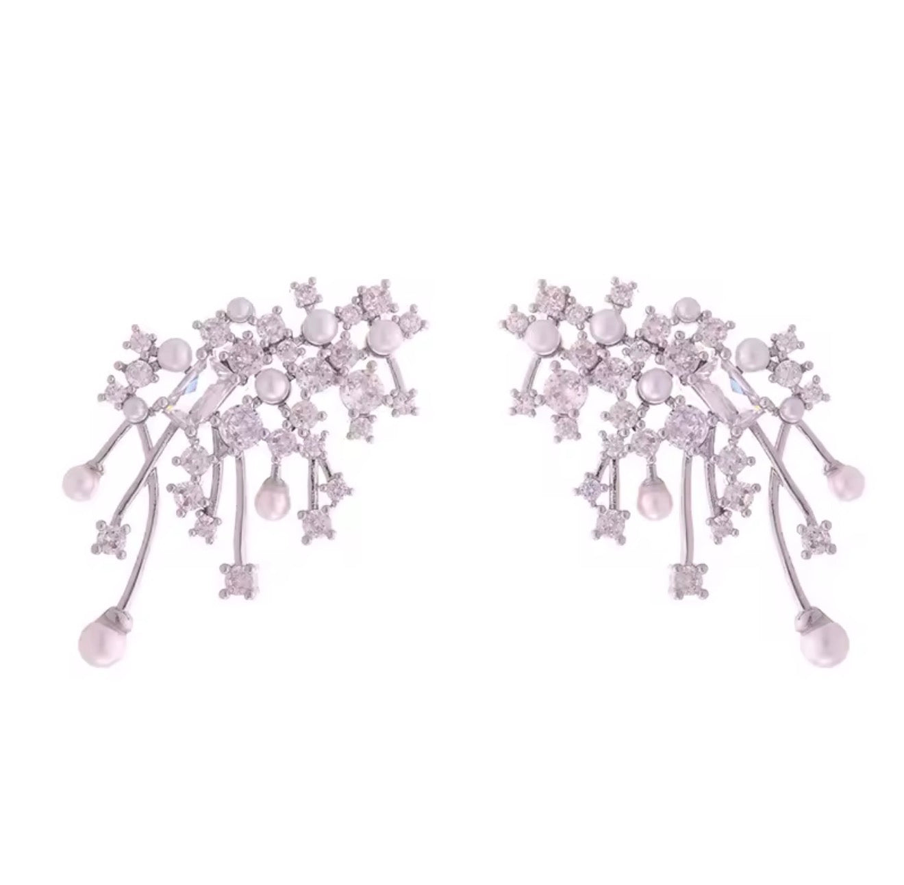 Cluster Pearl Sparkling Earrings