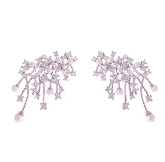 Cluster Pearl Sparkling Earrings