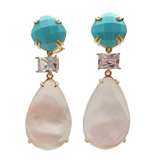 Moonstone x Turquoise Earrings