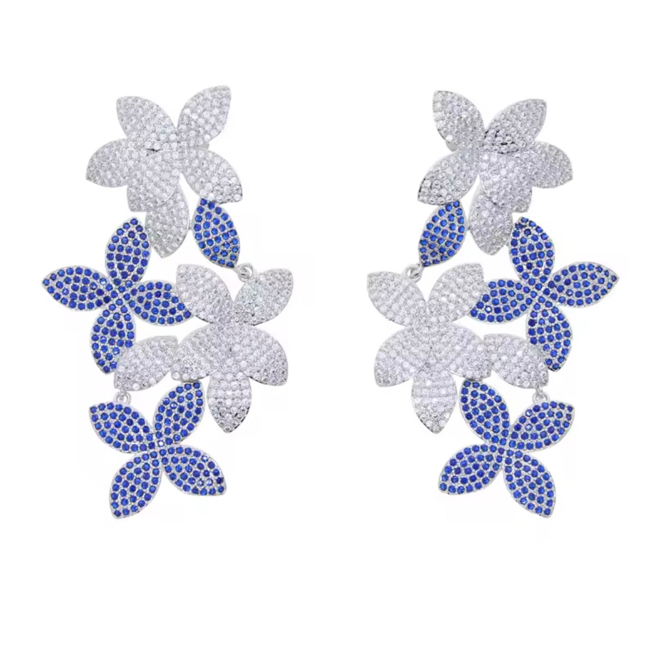 Floral Blue CZ Earrings