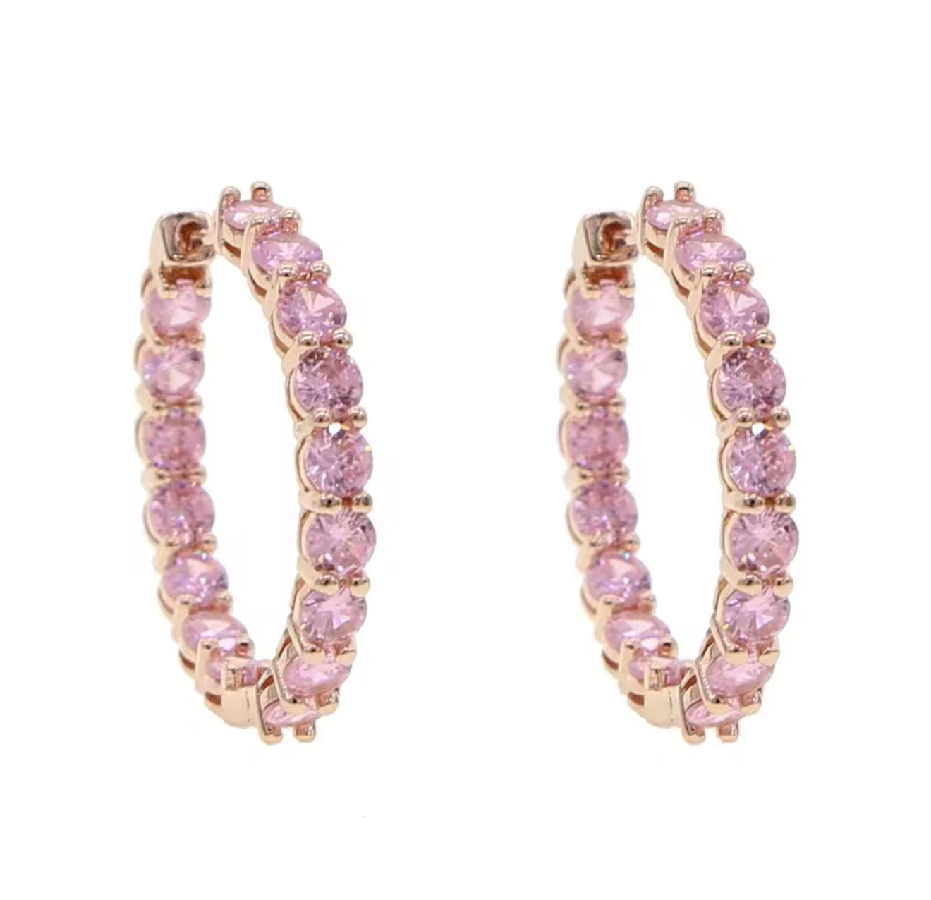 Pink Sapphire Hoop Earrings