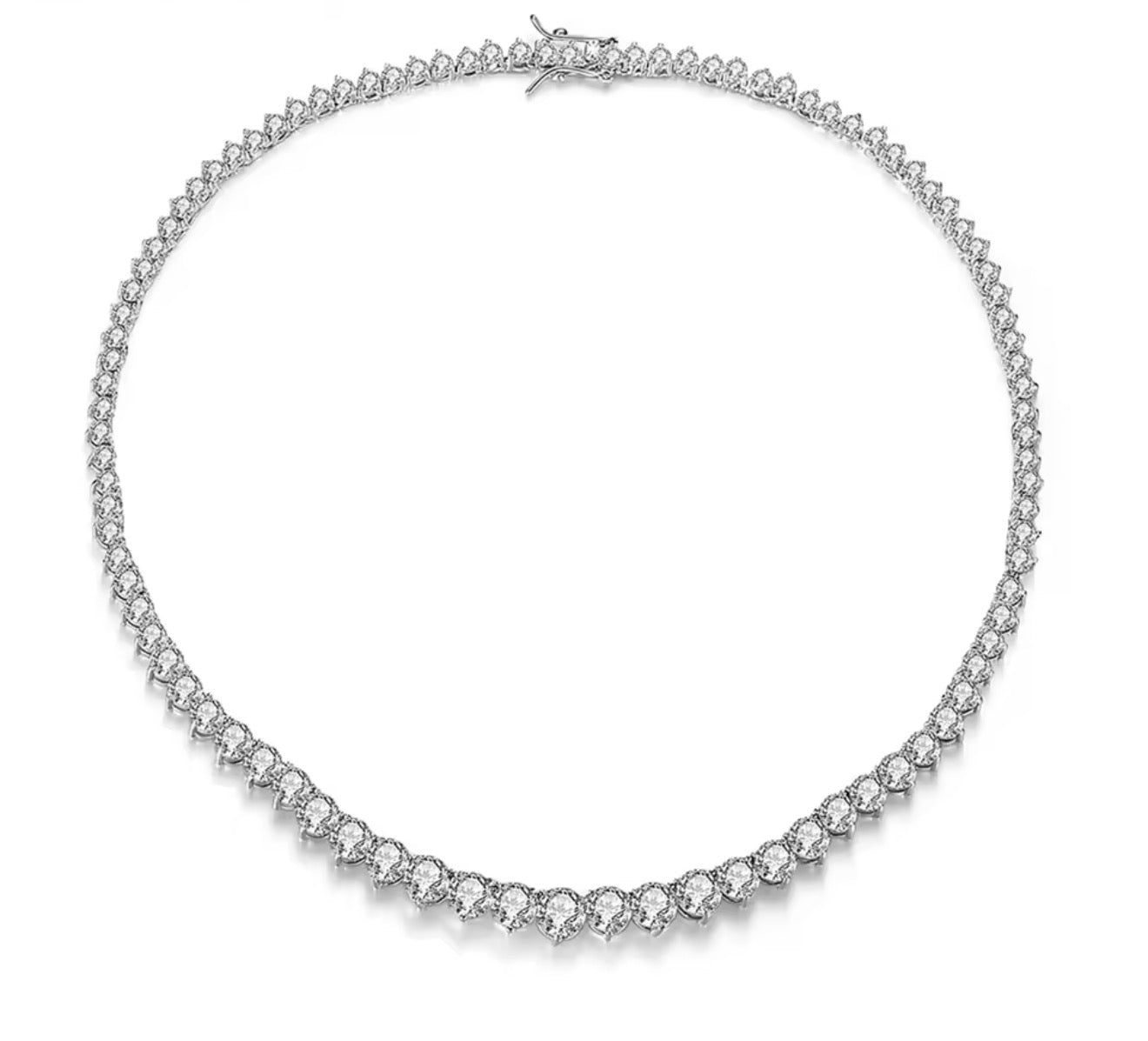 Silver Plated Graduated Tennis Necklace