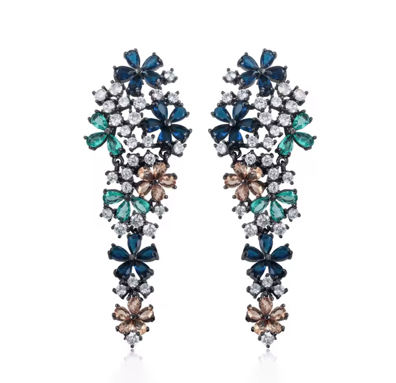 Blue Stoned Hanging Earrings