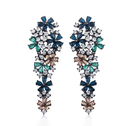 Blue Stoned Hanging Earrings