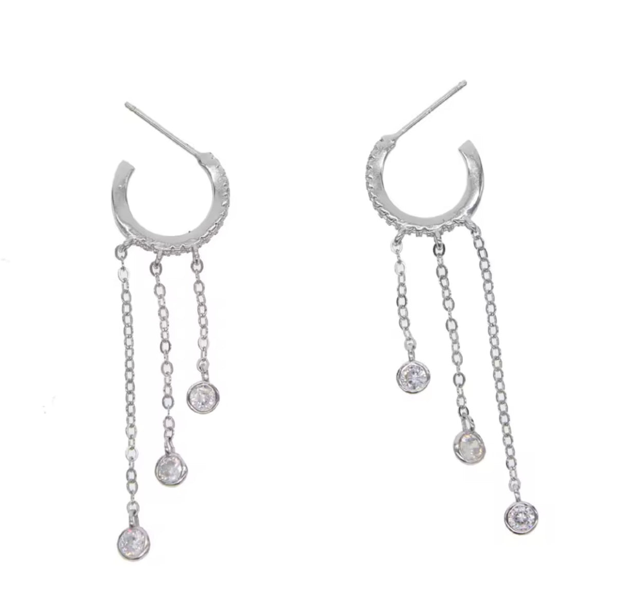 Chain Bezel Hoop Earrings