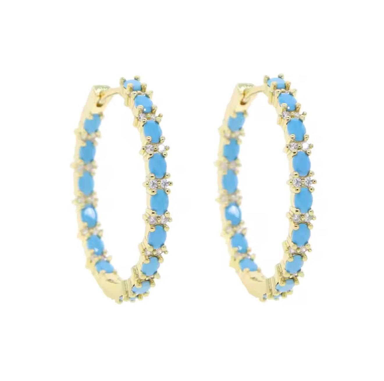 Shaped Turquoise Hoop Earrings