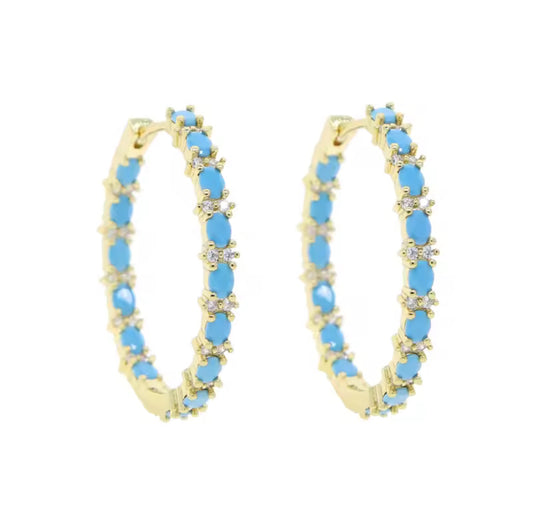 Shaped Turquoise Hoop Earrings