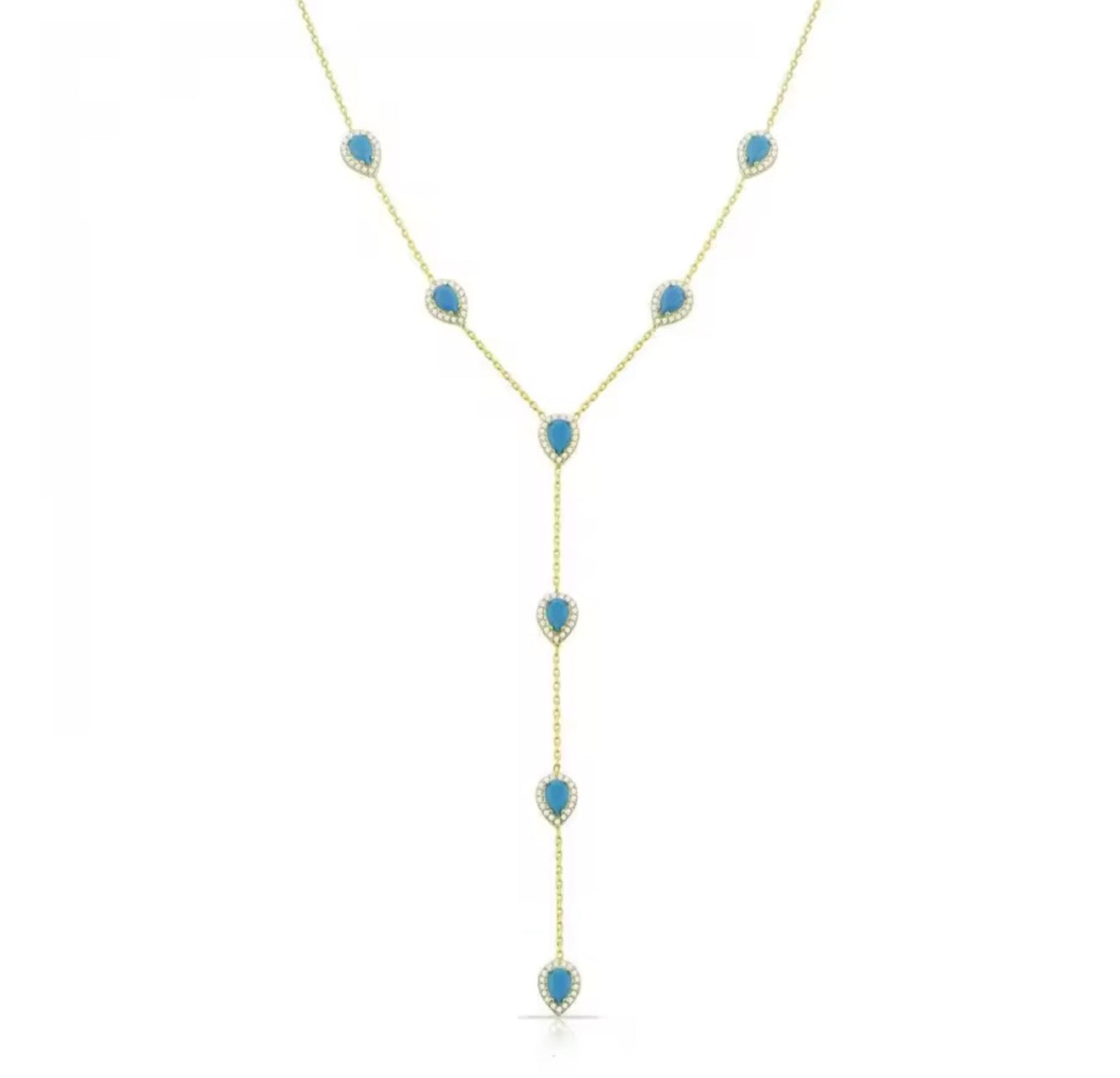 Turquoise x Teardrop Lariat Necklace