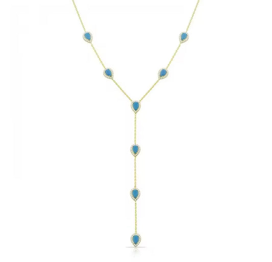 Turquoise x Teardrop Lariat Necklace