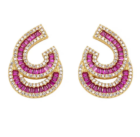 Double Looped Pink Earrings