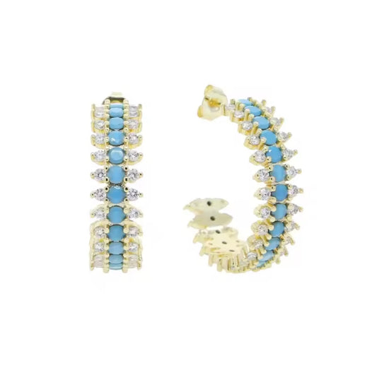 Blue spiked Hoop Earrings