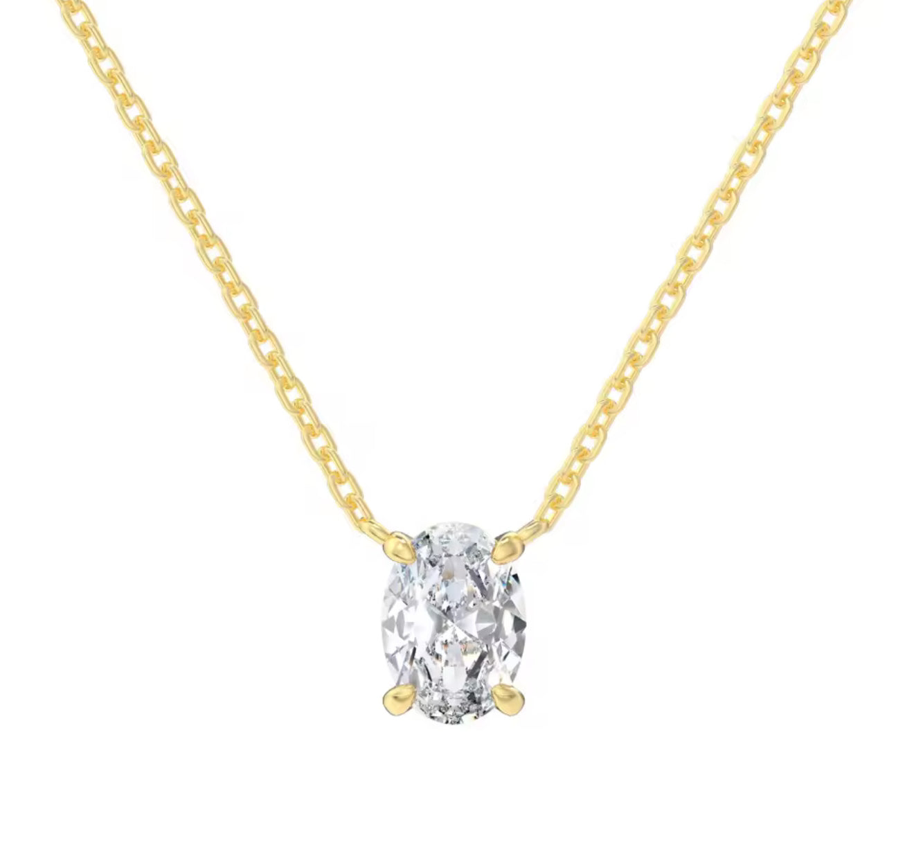 14KT Gold Floating Oval Lab Diamond Necklace