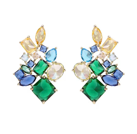 Yellow X Green Stud Earrings