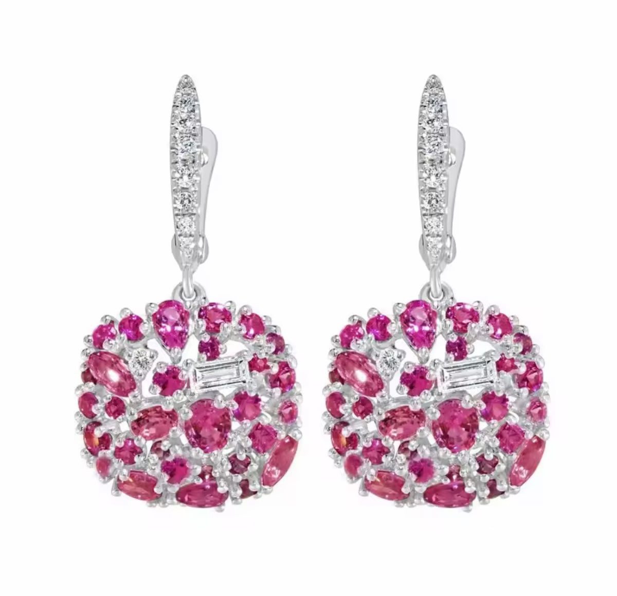 Pink Scattered Hoop Earrings