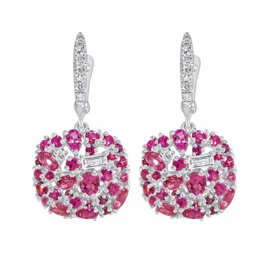 Pink Scattered Hoop Earrings