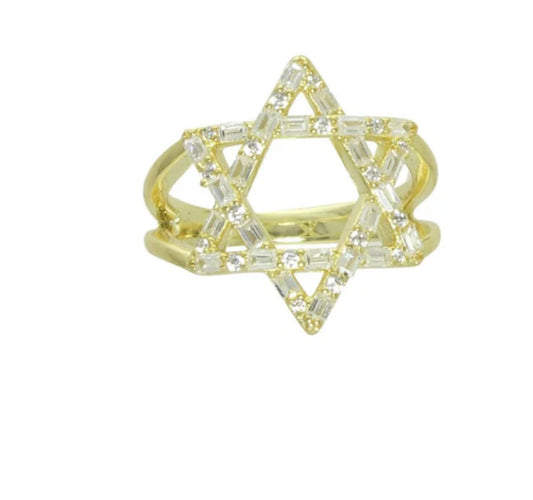 Cz Magen David Star Ring
