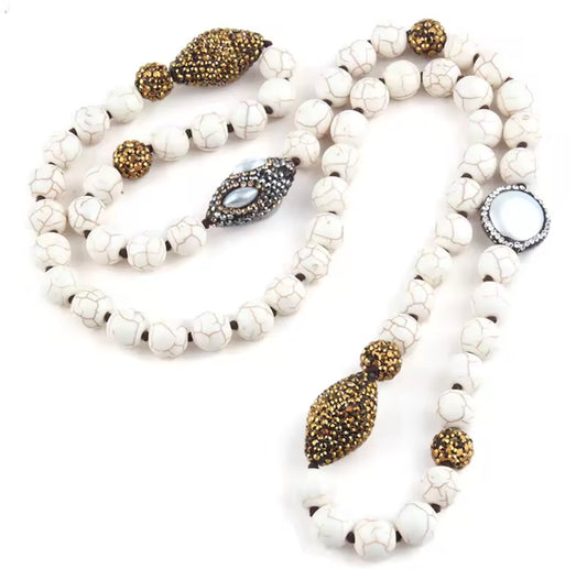 Marblized Swarovski Pearl Necklace