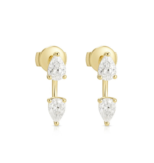 Floating Double Pear Stud Earring