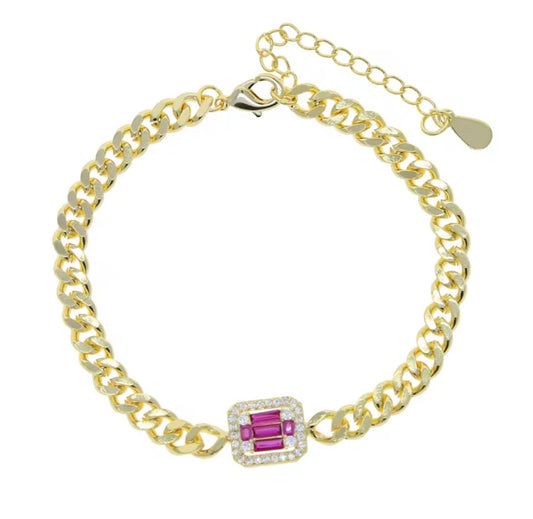 Link Chain Center Stone Bracelet