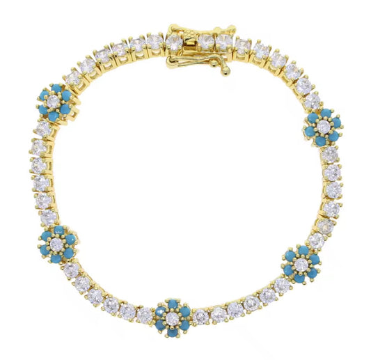 Turquoise Flower Tennis Bracelet