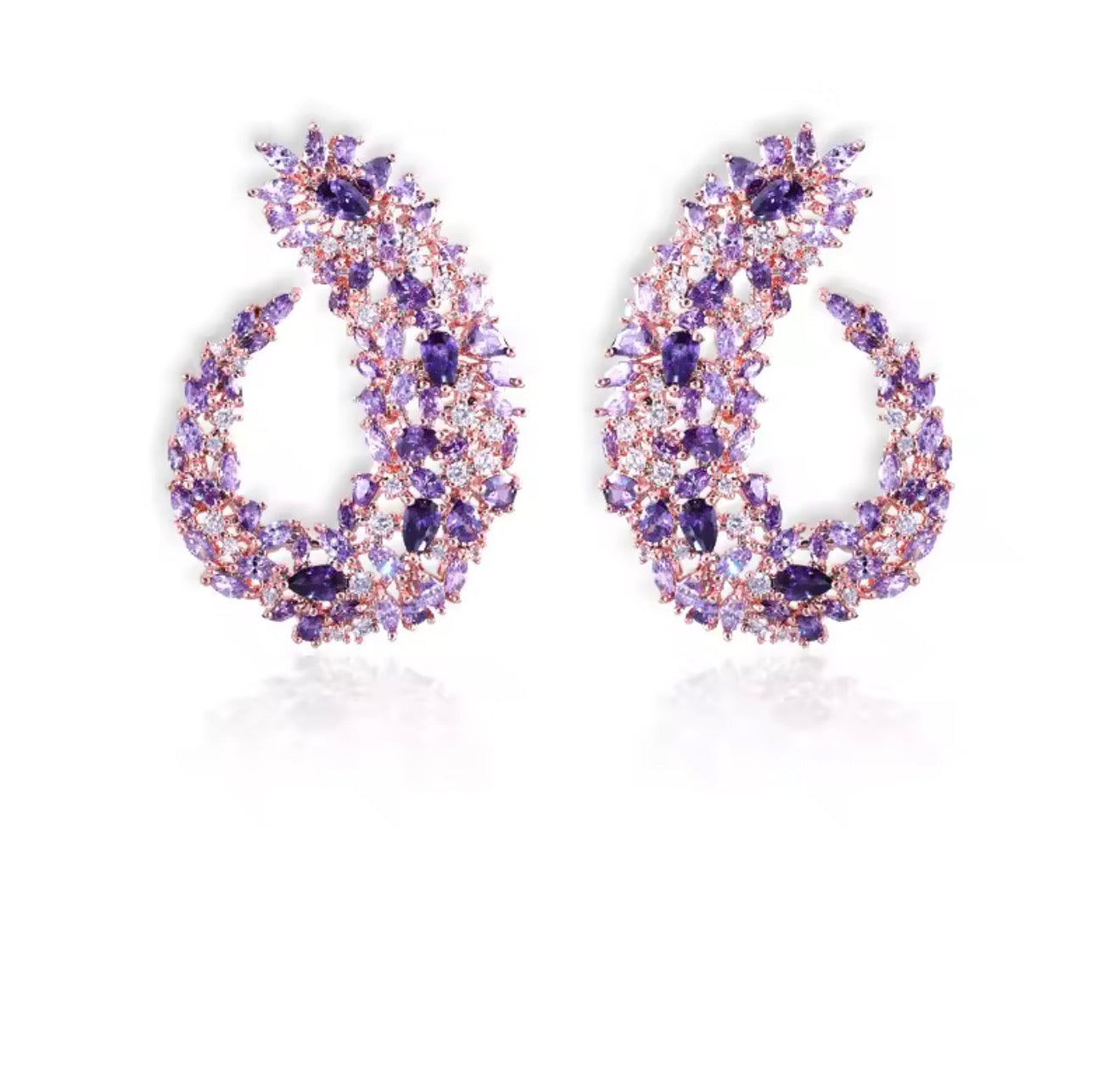 Amethyst and CZ Earrings