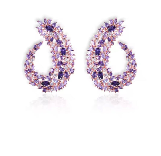 Amethyst and CZ Earrings