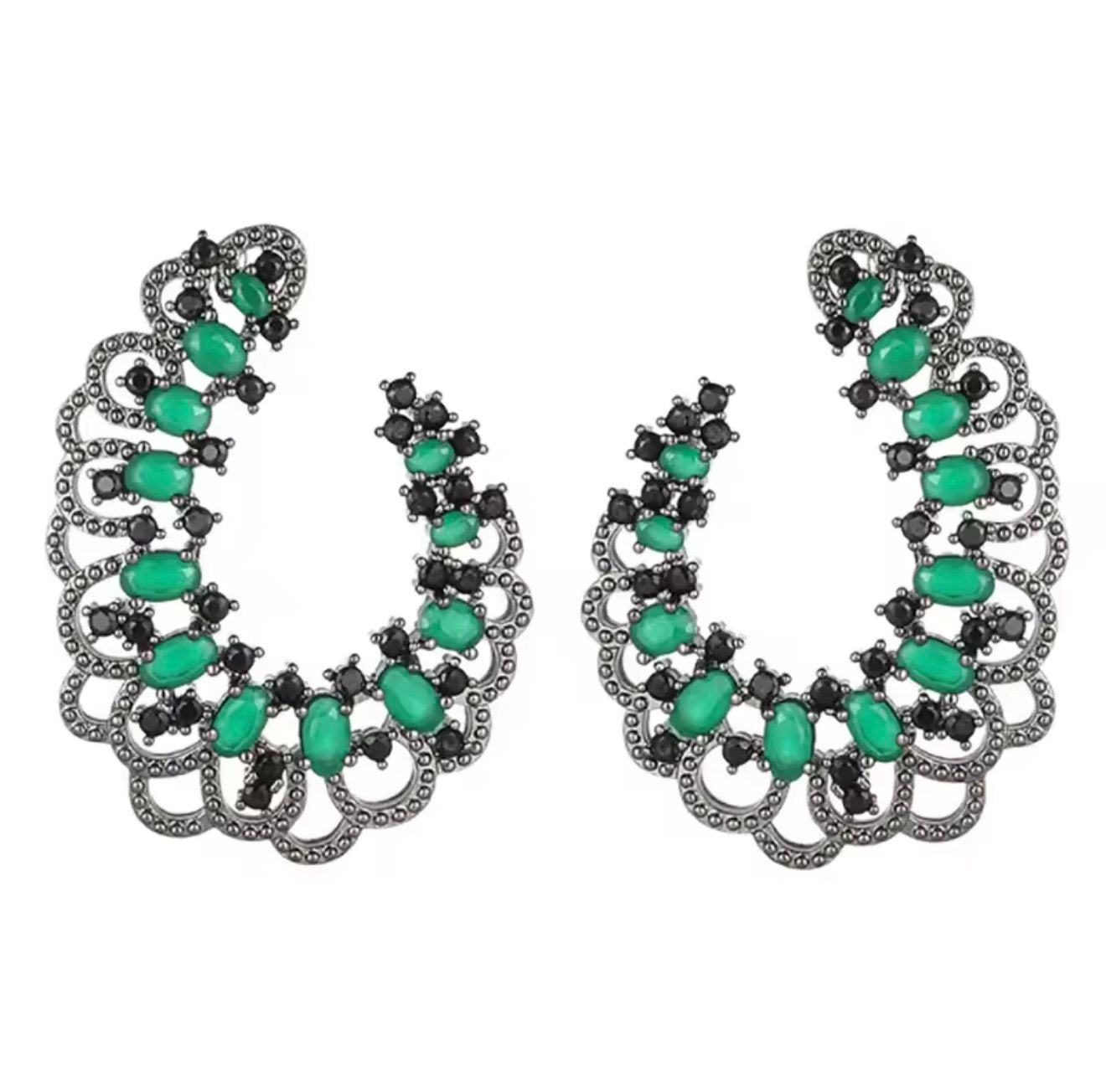 Black X Green Earrings