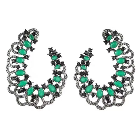Black X Green Earrings