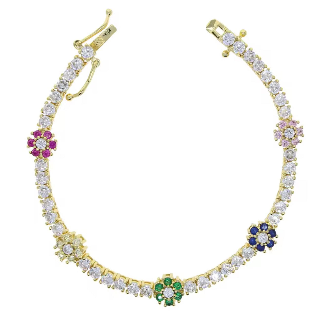 Multi color Tennis Floral Bracelet
