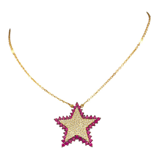 Pink Boarded Star Necklace