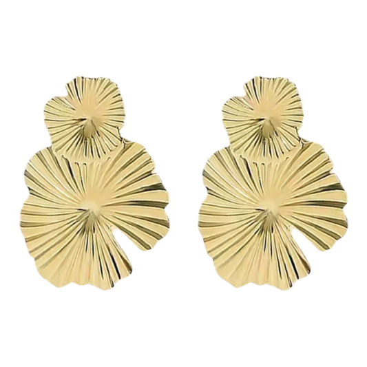 Double Ribbed Flower Earrings