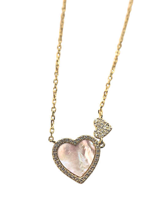 Double heart Pearl Necklace