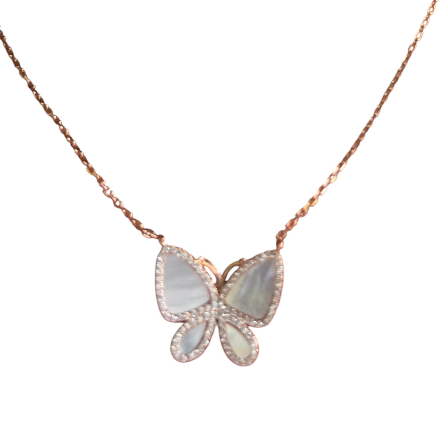 Mother of Pearl Butterfly Necklace