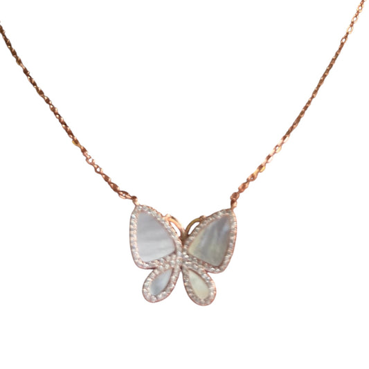 Mother of Pearl Butterfly Necklace