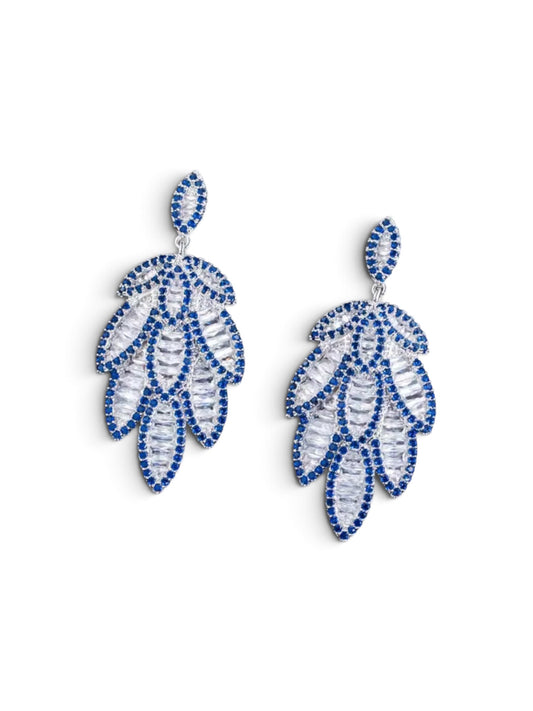Blue Sapphire Feather Earrings
