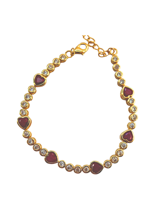 Heart Red Ruby Bracelet