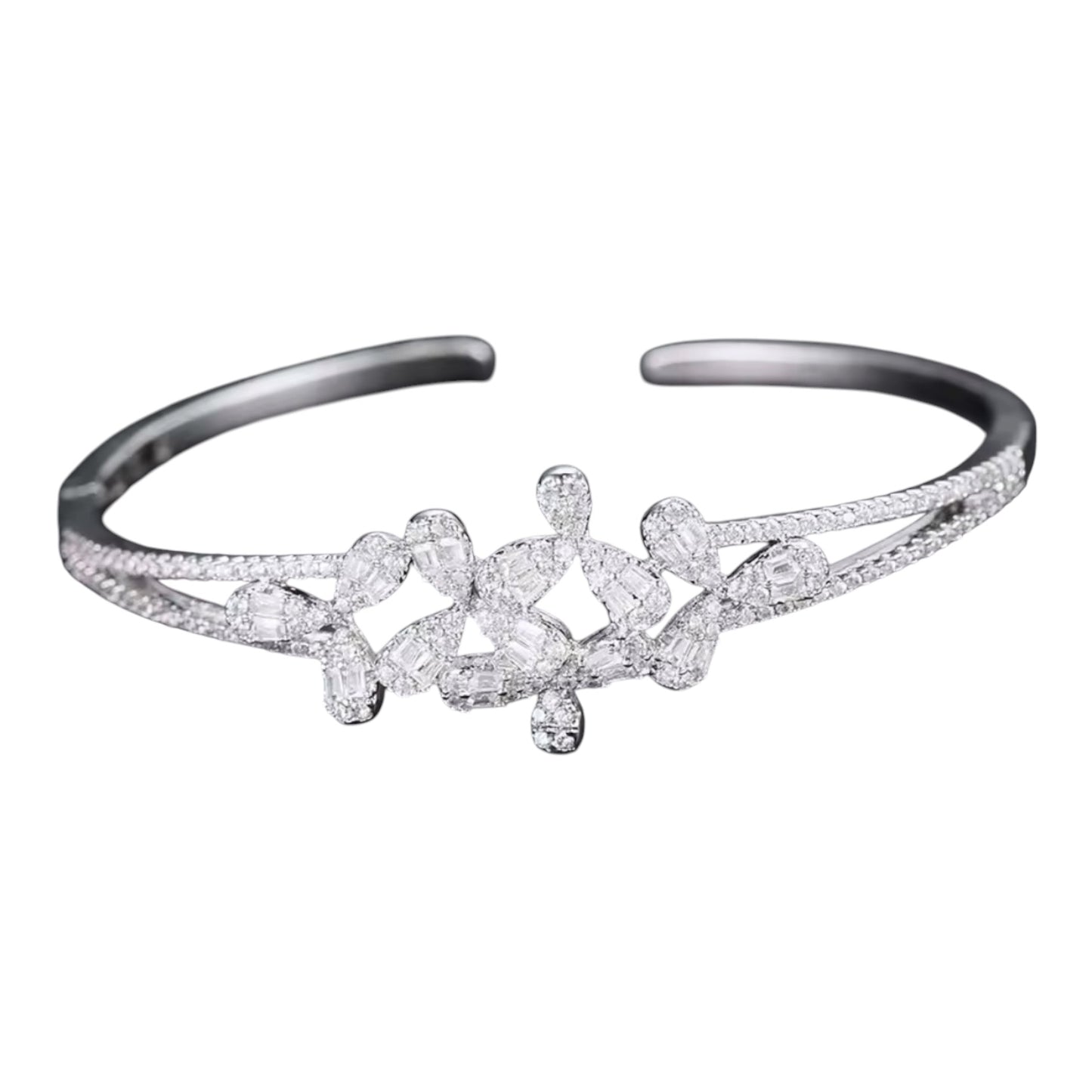 Flower Silver Fine Bangle